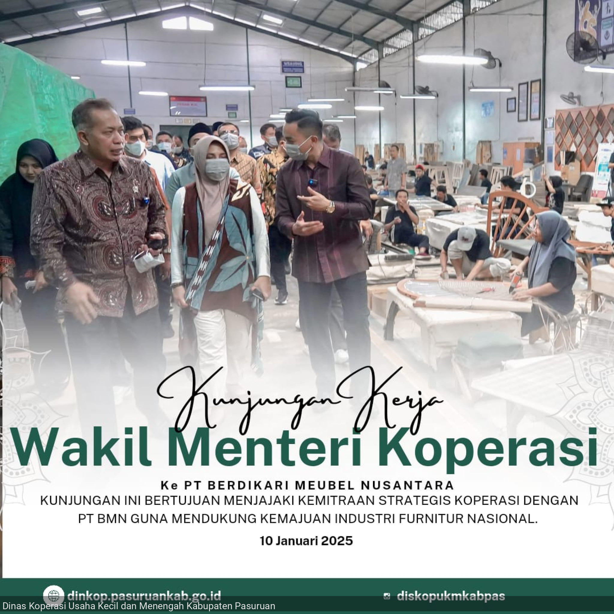 Kunjungan kerja Wakil Menteri Koperasi Bapak Dr. H. FERRY JULIANTONO, S.E. AK.,M.Si.  ke PT.  Berdikari Meubel Nusantara (BMN) Pandaan Pasuruan